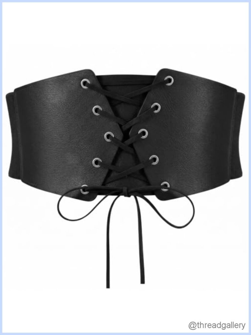 Wide Elastic Faux Leather Corset Belt Lace-Up Waspie Waist Belt
